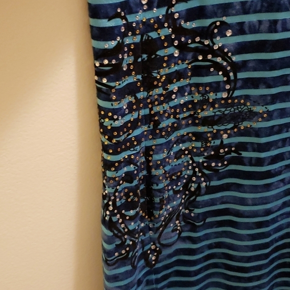 Urban Mango Striped Lace Detail Oversized Tank Top - Picture 2 of 7